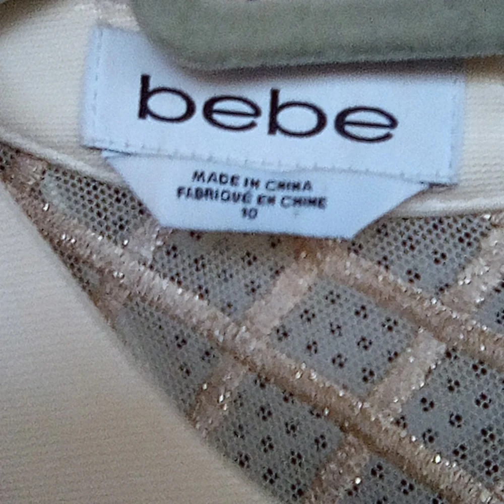 Bebe Fancy Party Cocktail Sheer Dress With Slip Lining . Size 10. - Picture 5 of 11